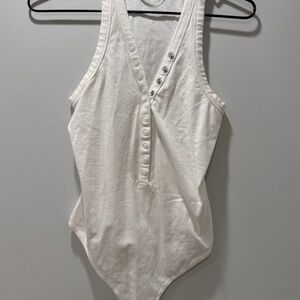 Alexander Wang white bodysuit snaps racerback xs